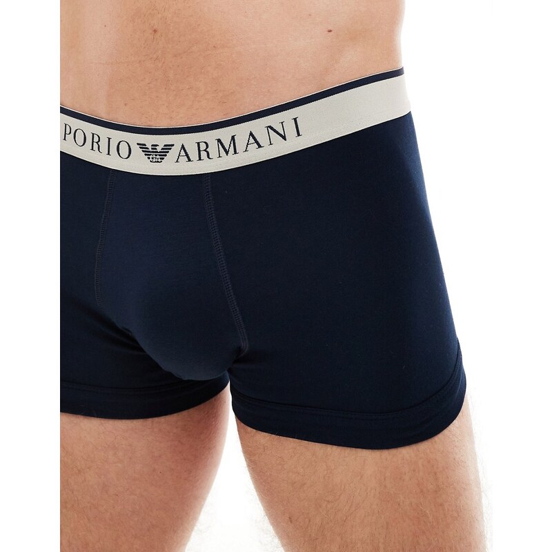 Emporio Armani - Bodywear - Confezione da 2 paia di boxer aderenti blu navy e a righe