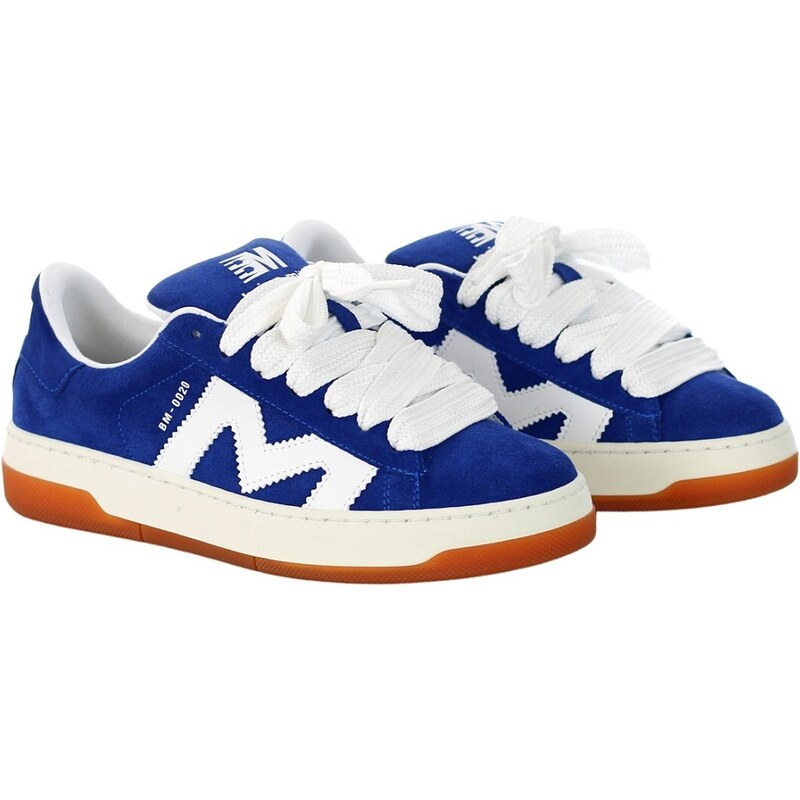 BRIAN MILLS - Sneakers in camoscio con logo - Colore: Blu,Taglia: 42