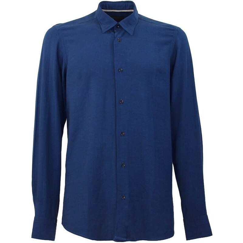 OUT/FIT - Camicia in viscosa e lino - Colore: Blu,Taglia: M