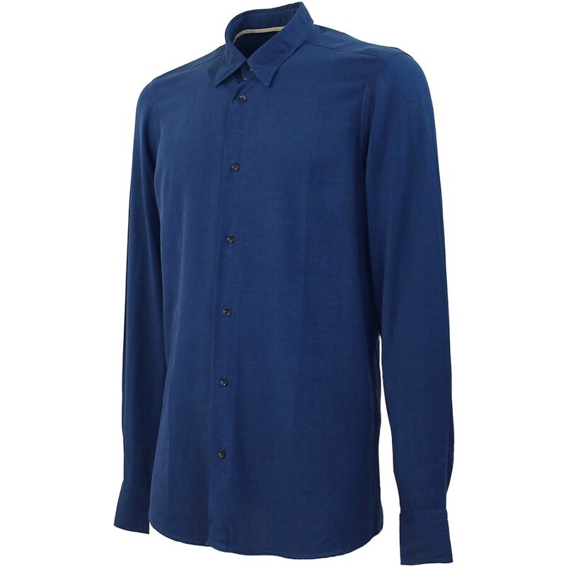 OUT/FIT - Camicia in viscosa e lino - Colore: Blu,Taglia: M