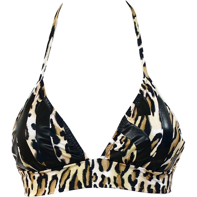 MOSCHINO SWIM - Top bikini con stampa leopardata - Colore: Marrone,Taglia: 2