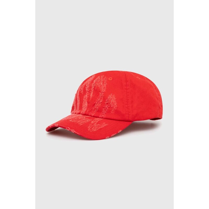 032C berretto da baseball in cotone Crisis colore rosso con applicazione SS24-A-0011