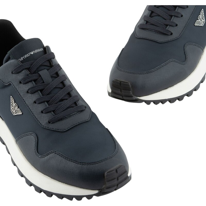 EMPORIO ARMANI - Sneakers con logo - Colore: Blu,Taglia: 43