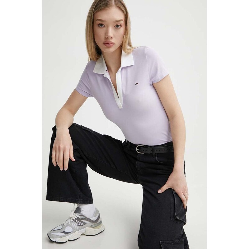 Tommy Jeans polo donna colore violetto DW0DW17225