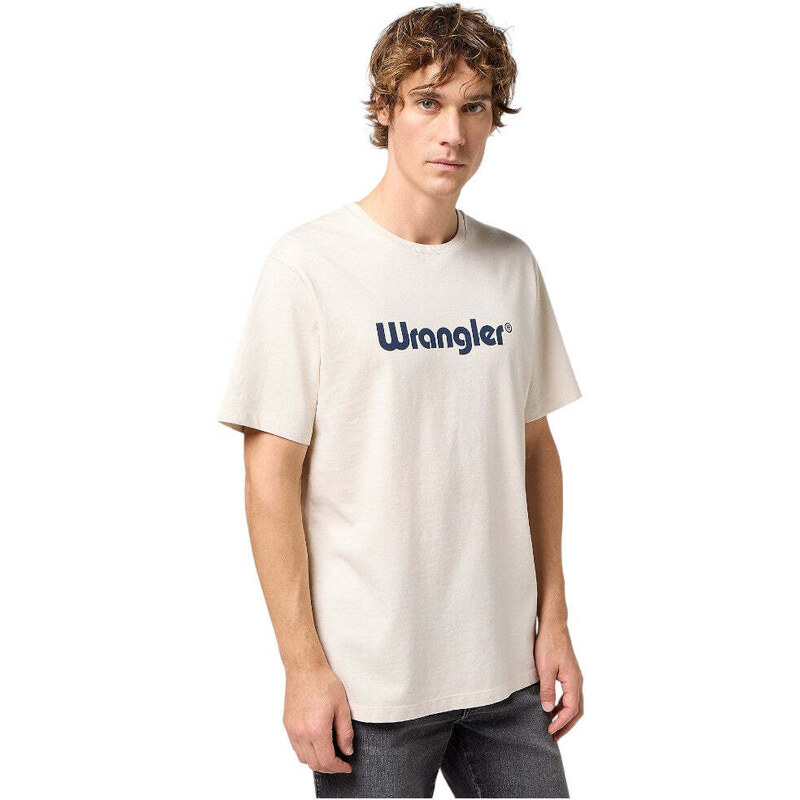 Wrangler t-shirt panna logo grande stampato 112350523