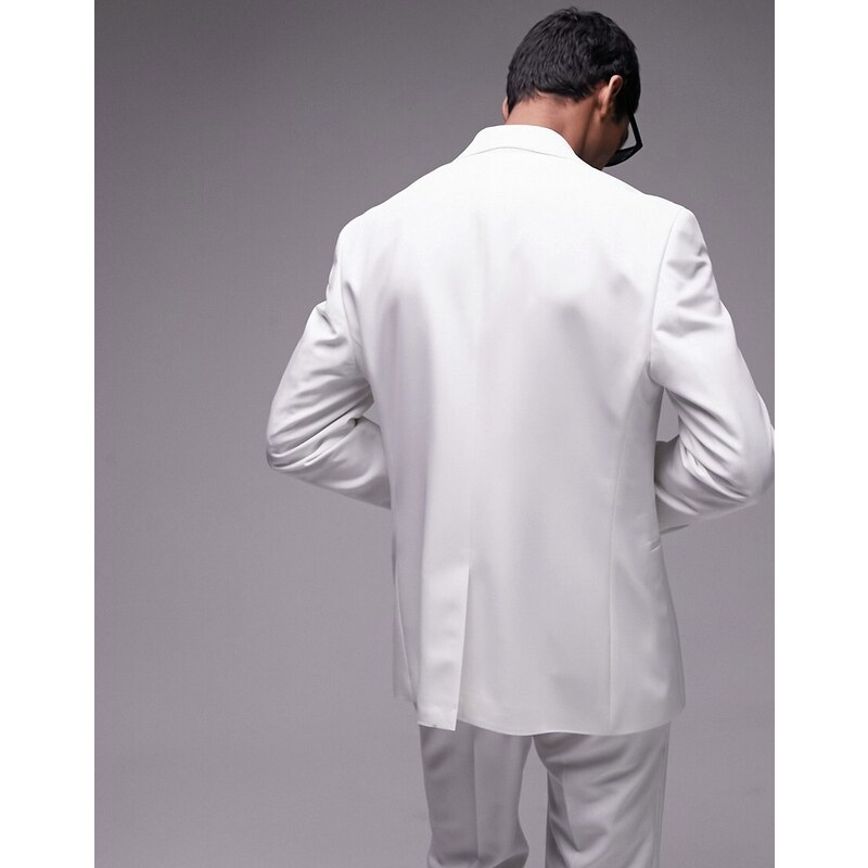 Topman - Giacca da abito slim fit stile smoking bianca-Bianco