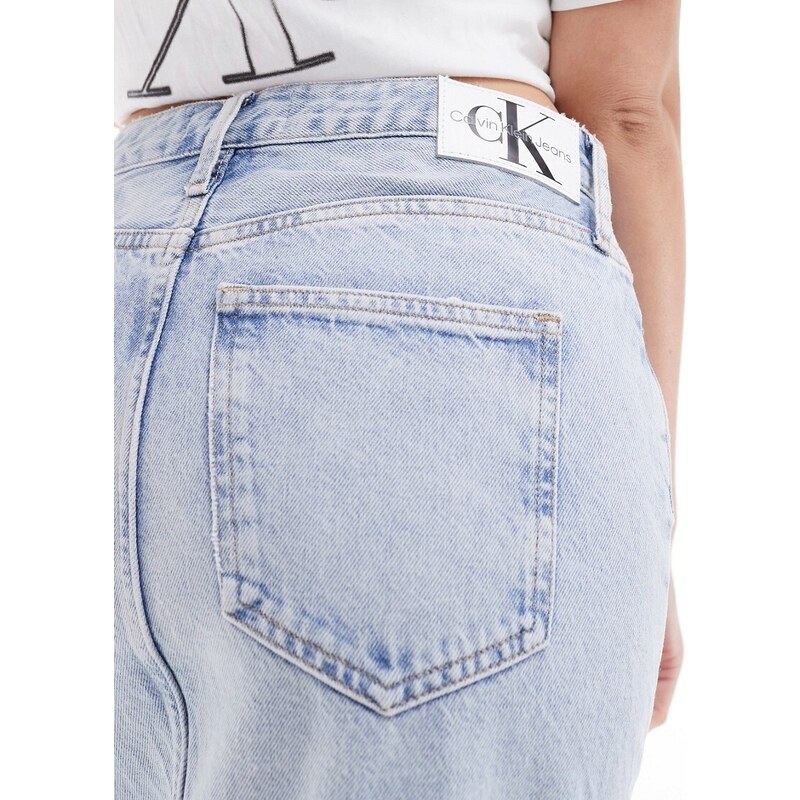 Calvin Klein Jeans - Gonna lunga di jeans lavaggio chiaro-Blu