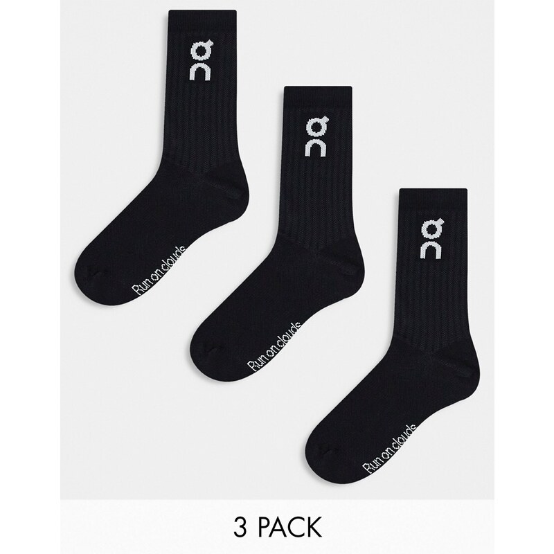 On Running ON - Confezione da 3 paia di calzini neri con logo-Nero