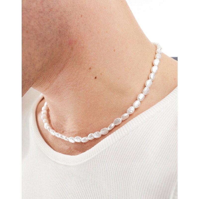 Faded Future - Collana con perle irregolari bianca-Bianco