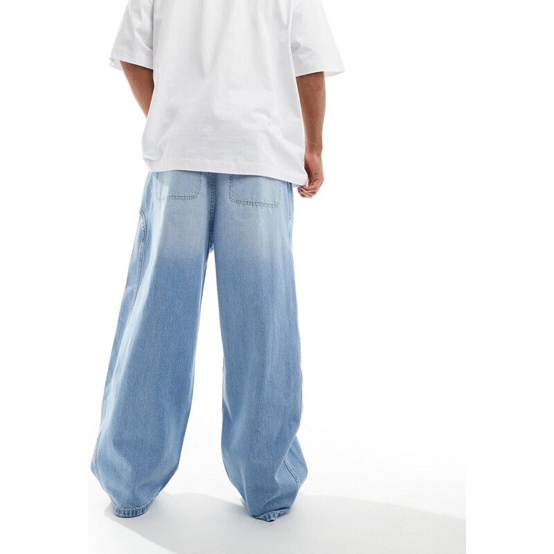 Bershka - Jeans a palloncino blu con cuciture