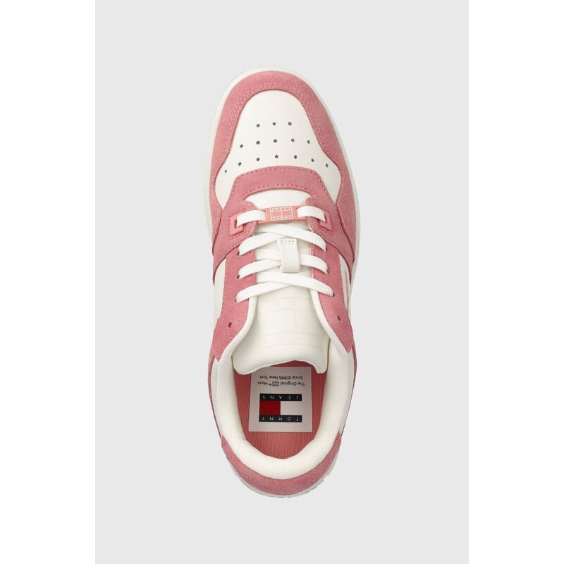 Tommy Jeans sneakers TJW RETRO BASKET WASHED SUEDE colore rosa EN0EN02486