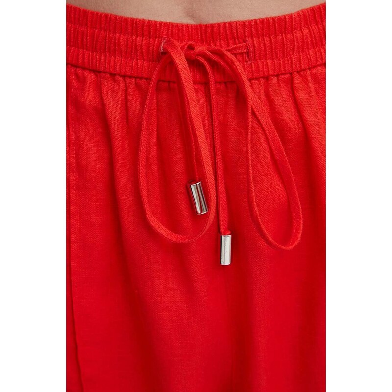 United Colors of Benetton pantaloni in lino colore rosso