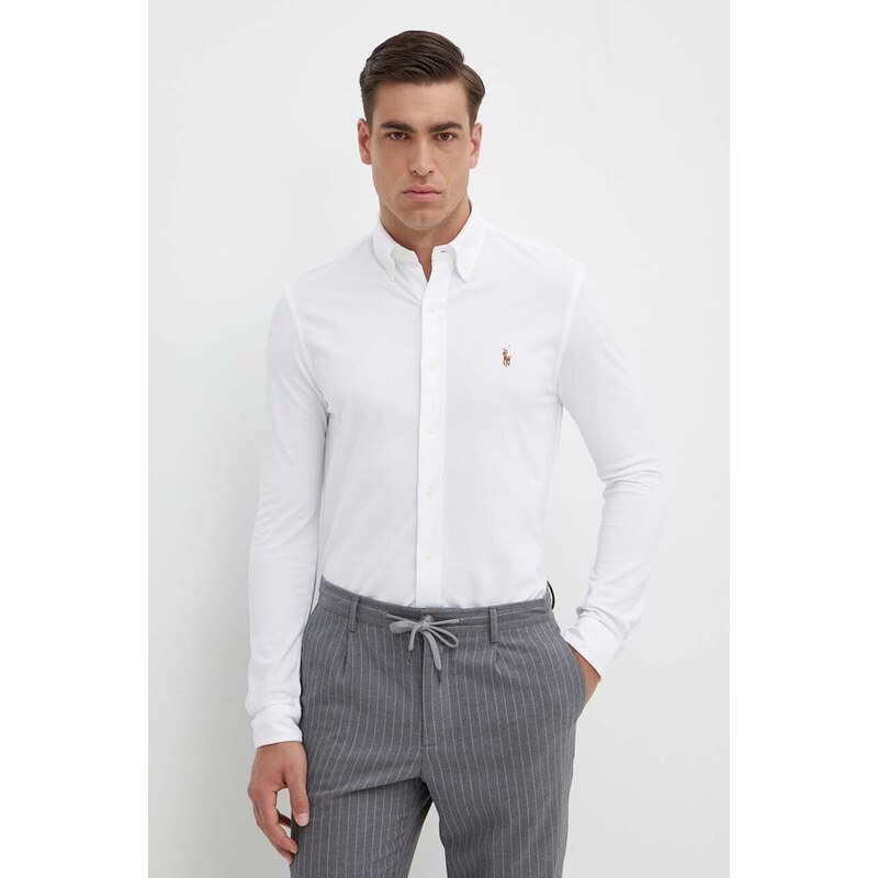 Polo Ralph Lauren camicia in cotone uomo colore bianco 710932545