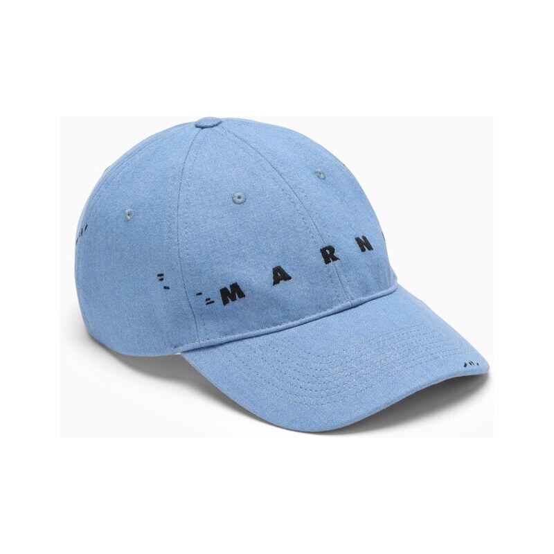 Marni Cappello da baseball azzurro in cotone con logo