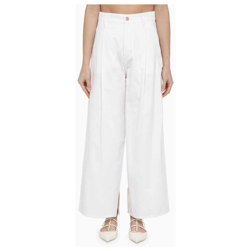 'S Max Mara Pantalone ampio bianco in cotone