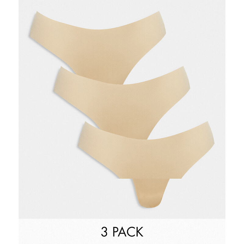 Pieces - Confezione da 3 perizomi beige senza cuciture-Neutro