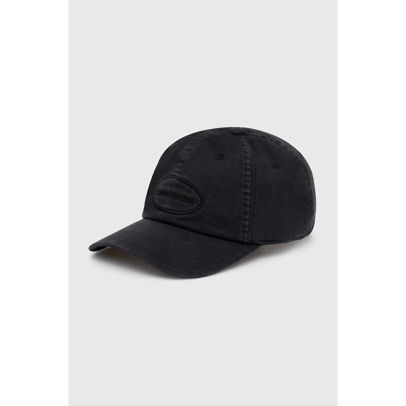 thisisneverthat berretto da baseball in cotone Overdyed E/T-Logo Cap colore nero con applicazione TN240WHWBC02