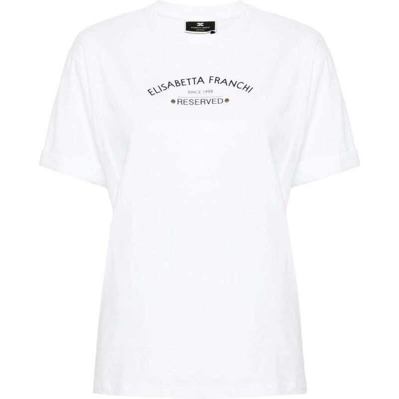ELISABETTA FRANCHI T-shirt bianca logo stampa