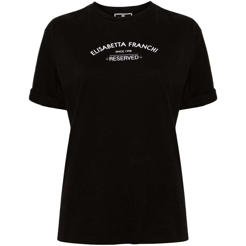 ELISABETTA FRANCHI T-shirt nera logo stampa