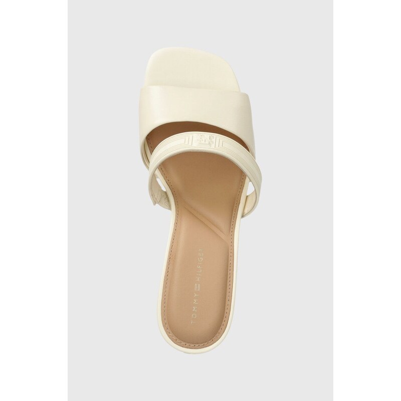 Tommy Hilfiger ciabatte slide SPORTY LEATHER MULE donna colore beige FW0FW07640