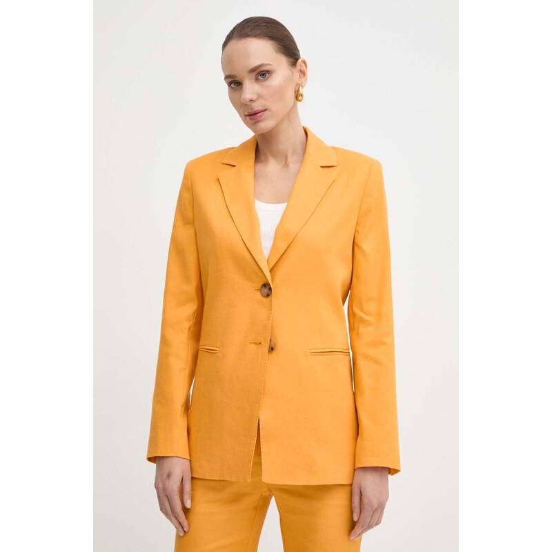 Marella giacca in lino colore arancione 2413041022200