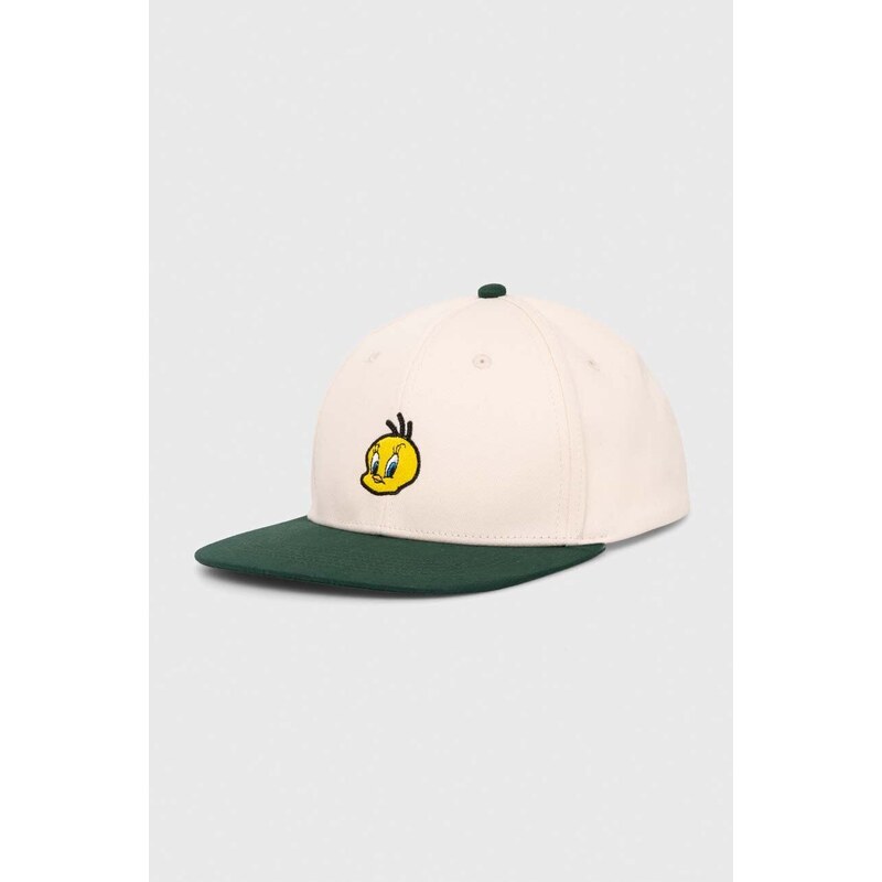 Hummel berretto da baseball in cotone hummel X The Looney Tunes colore verde con applicazione 225365