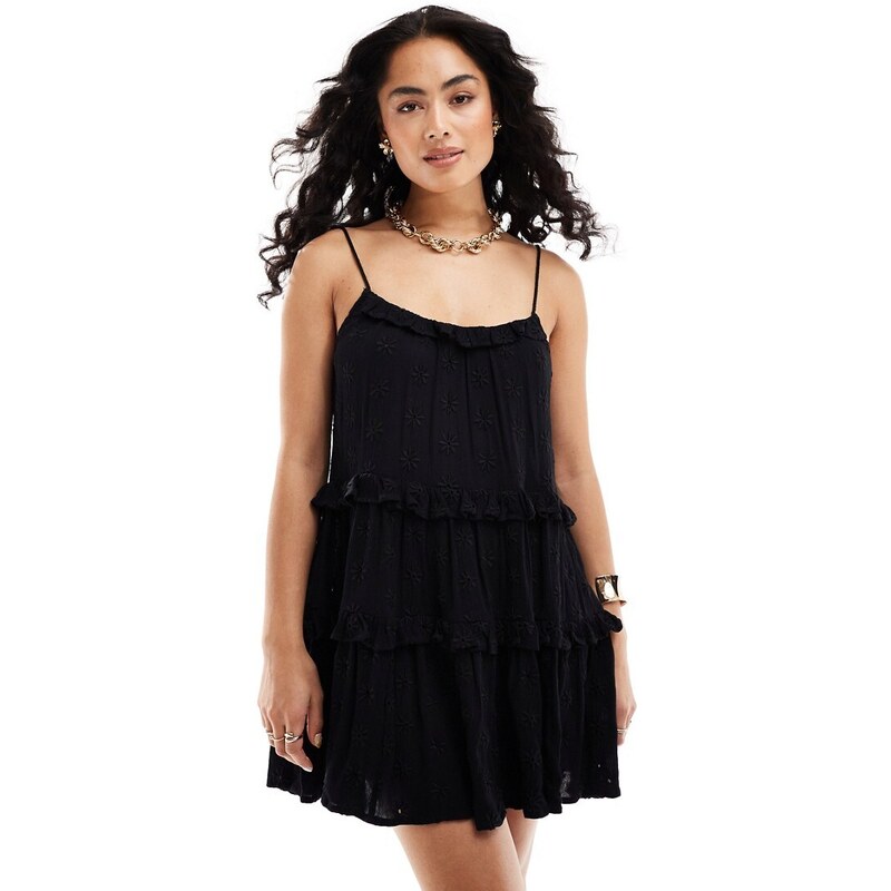 Miss Selfridge Vestito corto copricostume da mare in pizzo nero