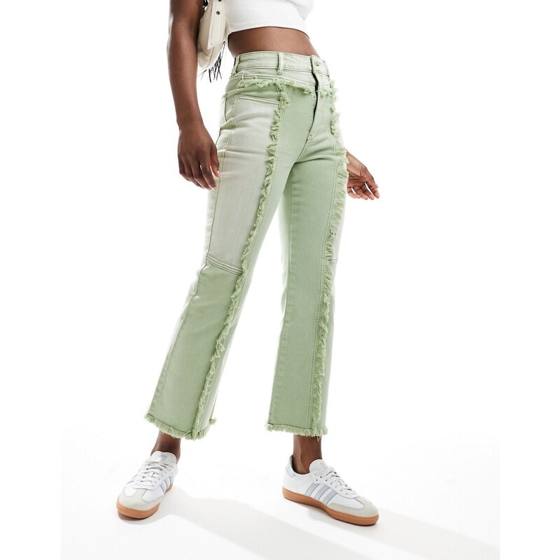 Scalpers - Jeans a zampa alla caviglia verde chiaro