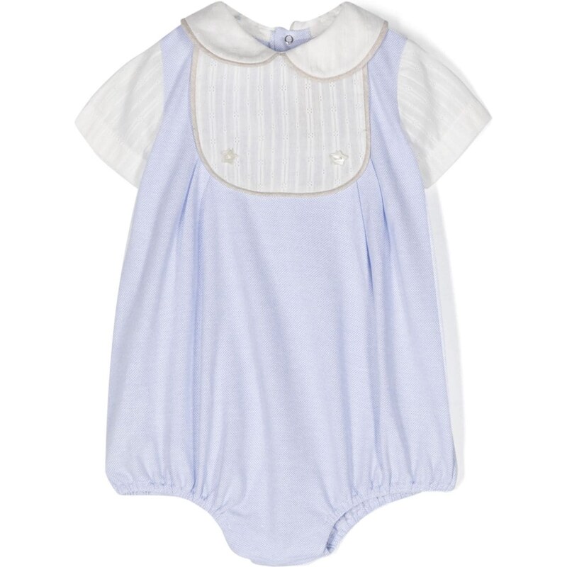 LA STUPENDERIA KIDS Tutina bianco/azzurra neonato a camicia