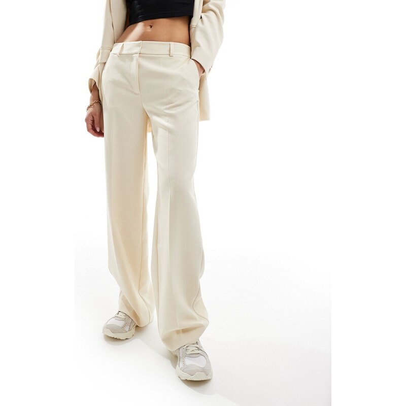 Selected Femme - Pantaloni sartoriali bianchi a vita alta in coordinato-Bianco