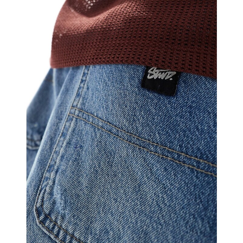 Pull&Bear - Pantaloncini di jeans stile skater cargo blu