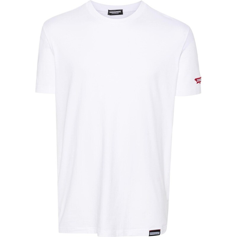 DSQUARED2 - T-shirt con patch logo - Colore: Bianco,Taglia: M