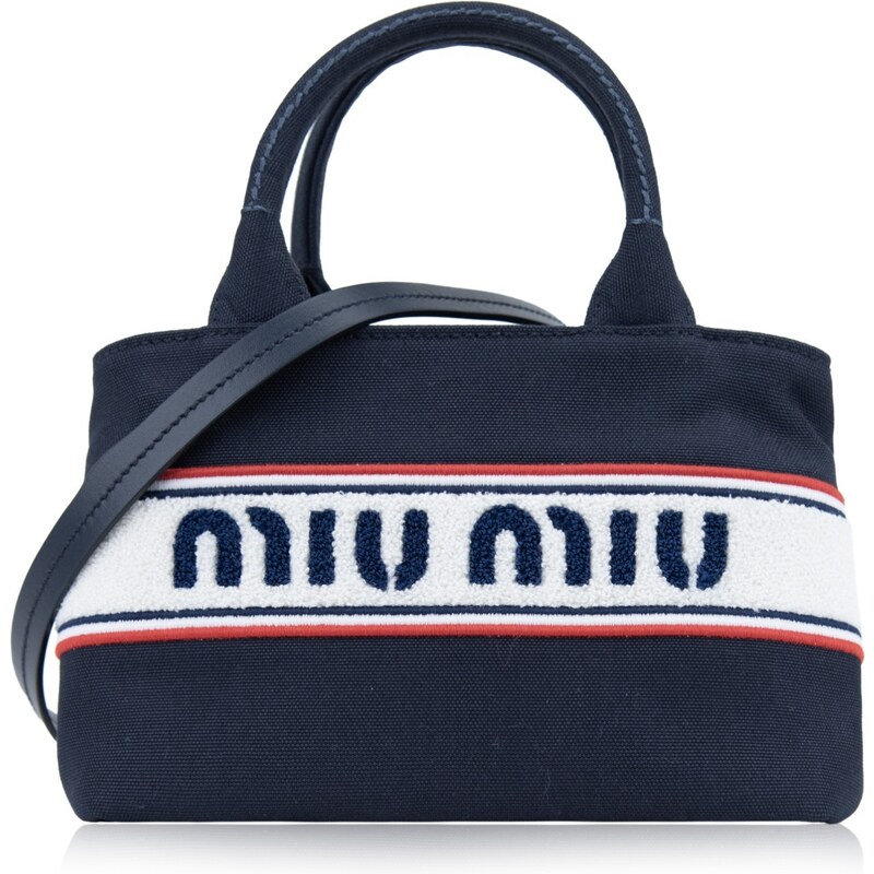MIU MIU 5BA253 F0216 Shoulder Bag Blu scuro Tessuto
