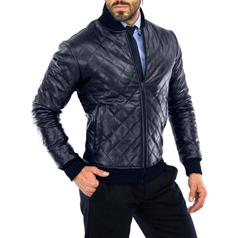 Giubbotto Bomber Uomo In Pelle Vera FLAVOR – Casuale, Caldo, Con Cerniera E Multiple Tasche – Regalo Per Fidanzato/Marito/Padre