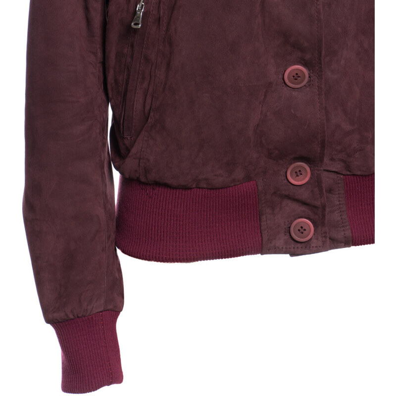 Leather Trend Polo - Bomber Donna Bordeaux in vera pelle camoscio