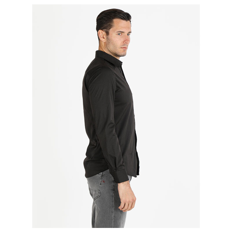 Y.Two Camicia Da Uomo Slim Fit a Maniche Lunghe Classiche Nero Taglia L