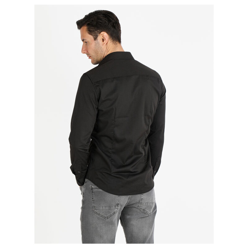 Y.Two Camicia Da Uomo Slim Fit a Maniche Lunghe Classiche Nero Taglia L