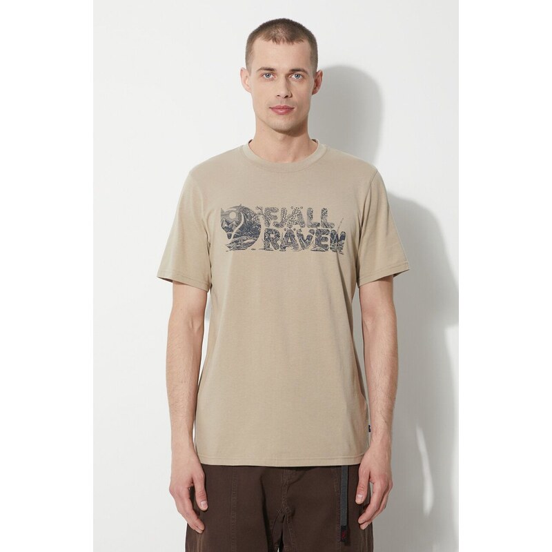 Fjallraven t-shirt Lush Logo T-shirt uomo colore beige F12600219