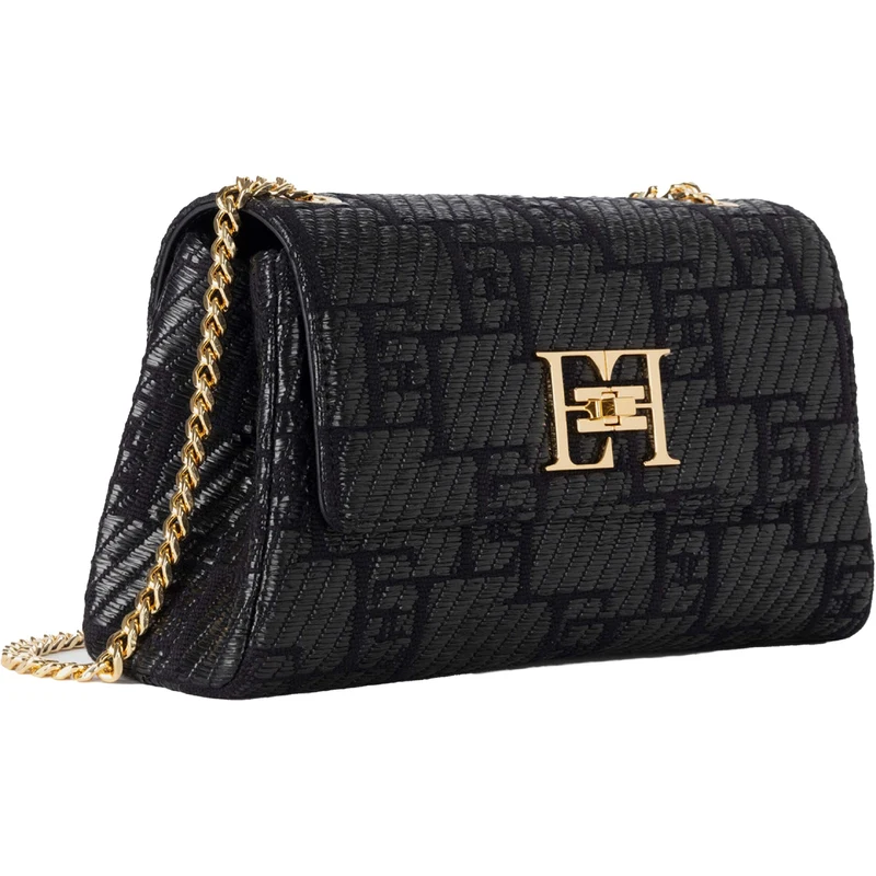 Elisabetta Franchi borsa a spalla con logo iconico nero