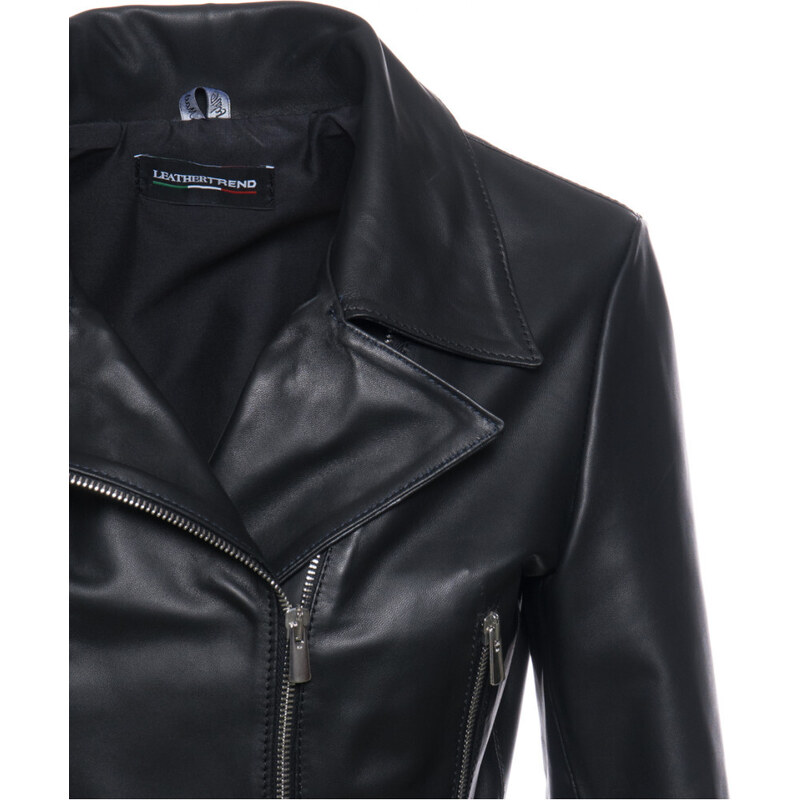 Leather Trend Chiodino - Chiodo Donna Nero in vera pelle