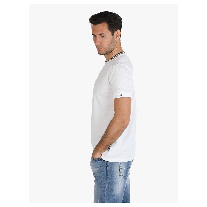 Baci & Abbracci T-shirt Girocollo Da Uomo In Cotone Manica Corta Bianco Taglia S