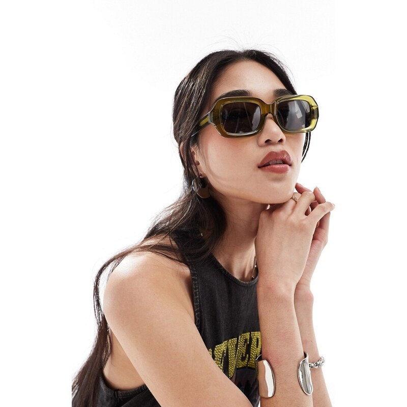 Occhiali Da Sole Donna Rettangolari Stretti &ndash; Montatura Plastica Spessa Multicolore, Protezione UV400