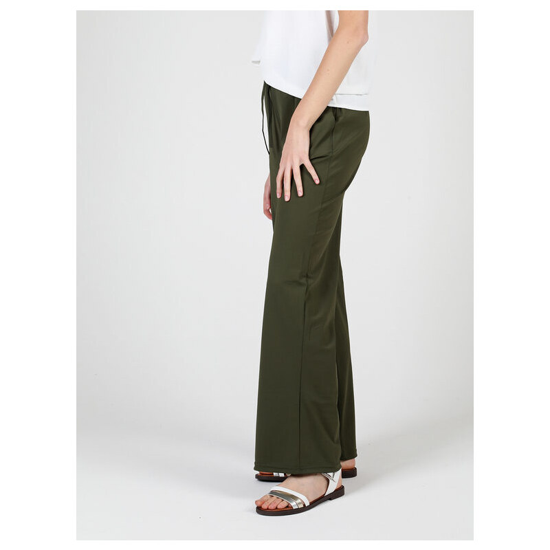 Gladys Pantaloni Donna In Tessuto Tecnico a Gamba Larga Casual Verde Taglia L
