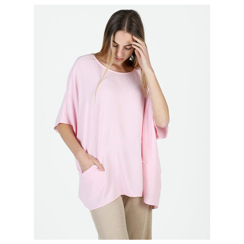 Maglietta Donna A Maniche Corte Pipistrello | Girocollo Con Bottoni | Vestibilità Ampia | Camicetta Morbida In 70% Poliestere 30% Cotone