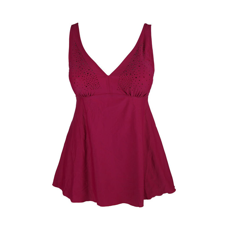 Costume Da Bagno Donna 2 Pezzi Tankini - Vita Alta, Imbottito, Con Ferretto A V, Verde/bianco/dorato/nero
