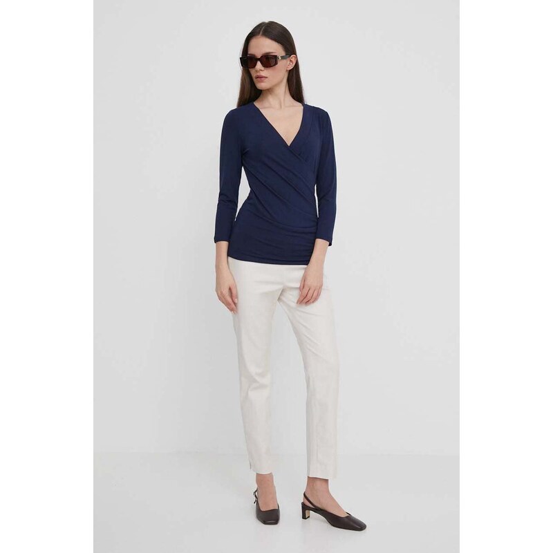 Lauren Ralph Lauren camicia a maniche lunghe colore blu navy 200824366