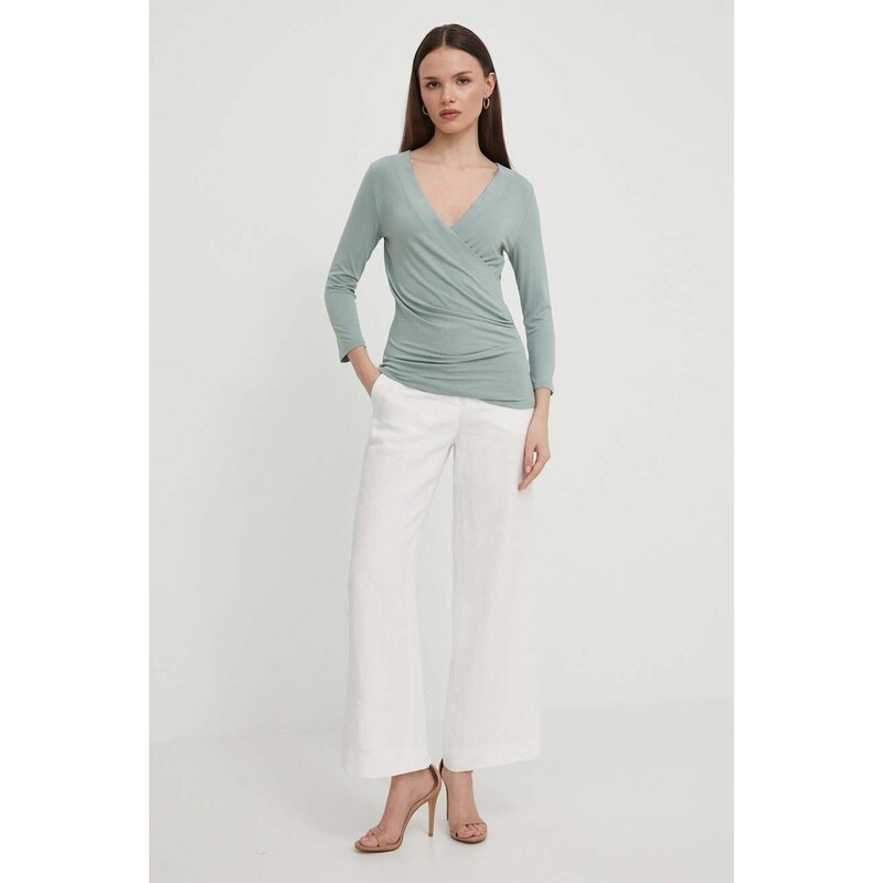 Lauren Ralph Lauren camicia a maniche lunghe colore verde 200824366