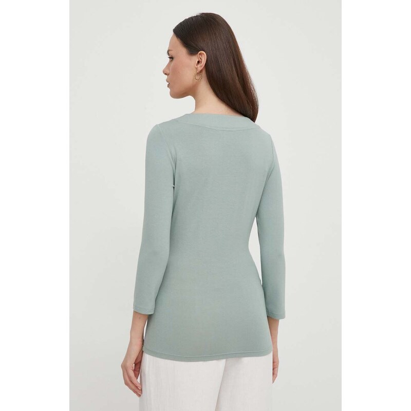 Lauren Ralph Lauren camicia a maniche lunghe colore verde 200824366