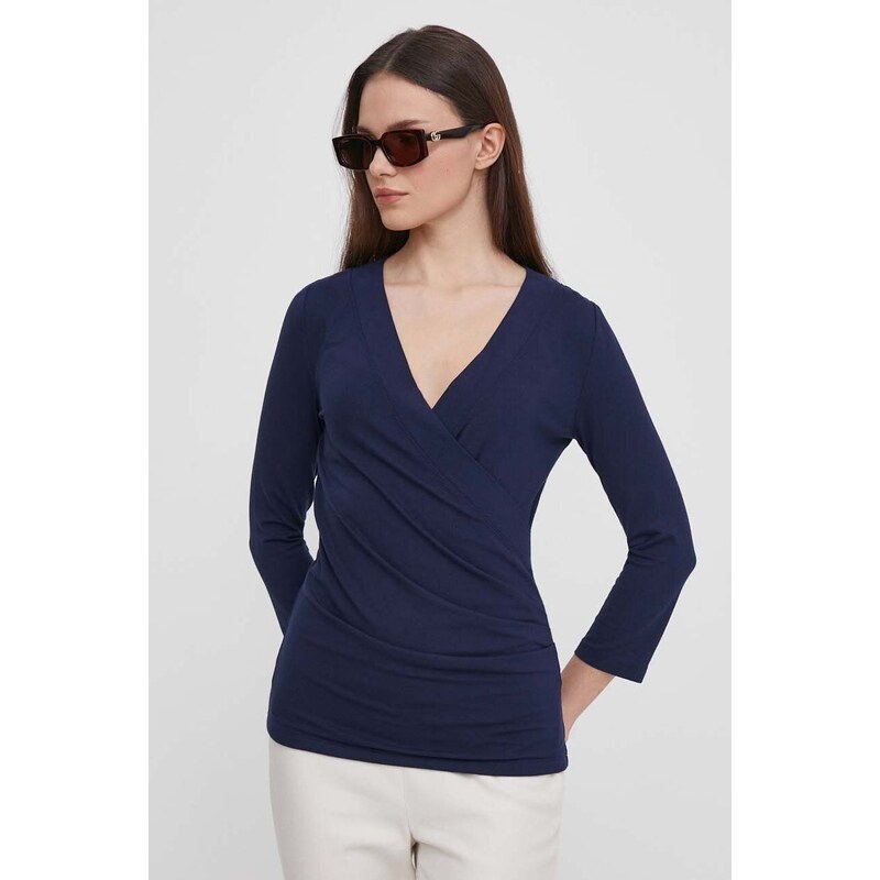 Lauren Ralph Lauren camicia a maniche lunghe colore blu navy 200824366