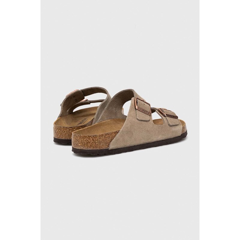 Birkenstock ciabatte slide in camoscio Arizona uomo colore beige 51461